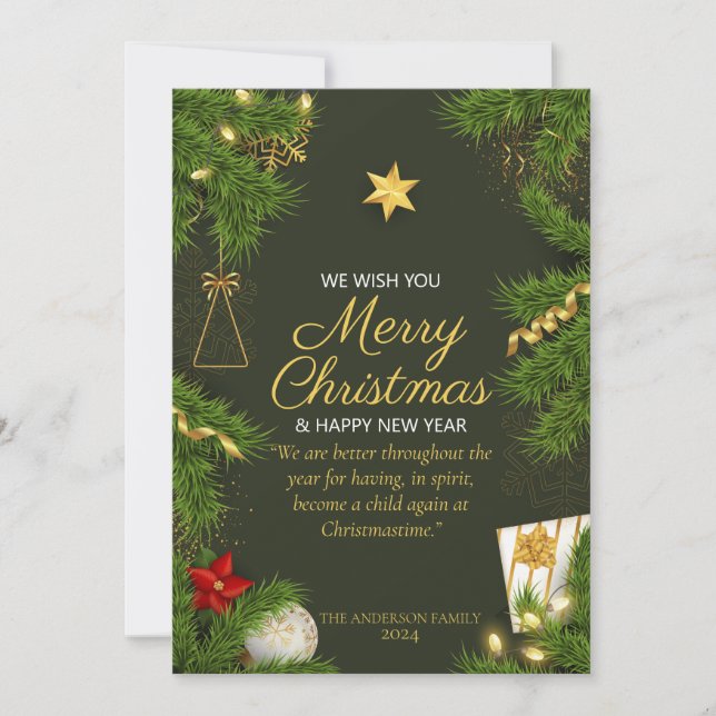 Merry Christmas With Quotes Holiday Card (Front)