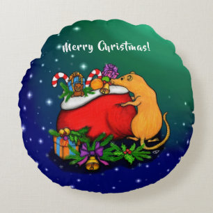 Merry Christmas with Rat Prince Round Pillow