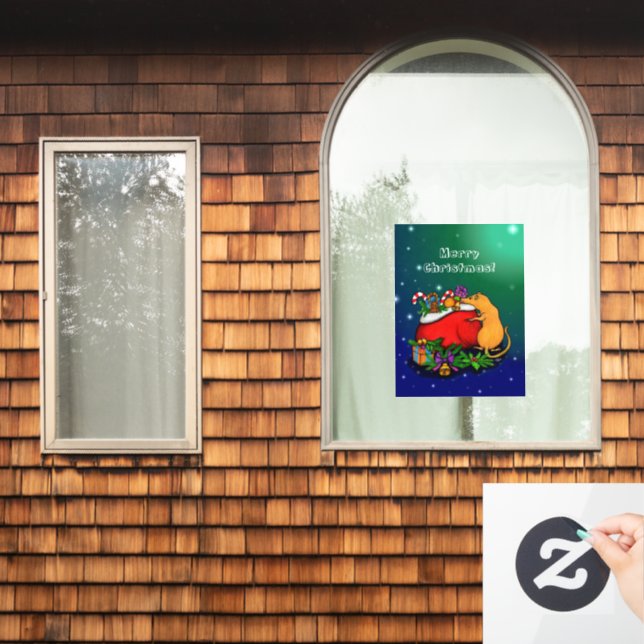 Merry Christmas with Rat Prince Window Cling (Home Window)