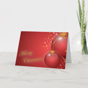Merry Christmas With Red Ornaments Holiday Card