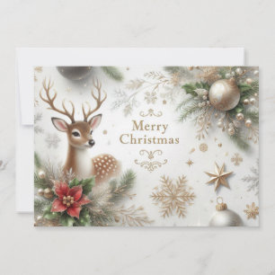 Merry Christmas with Reindeer, Ornaments and more Holiday Card