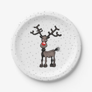 Merry Christmas with Rudolph Paper Plate