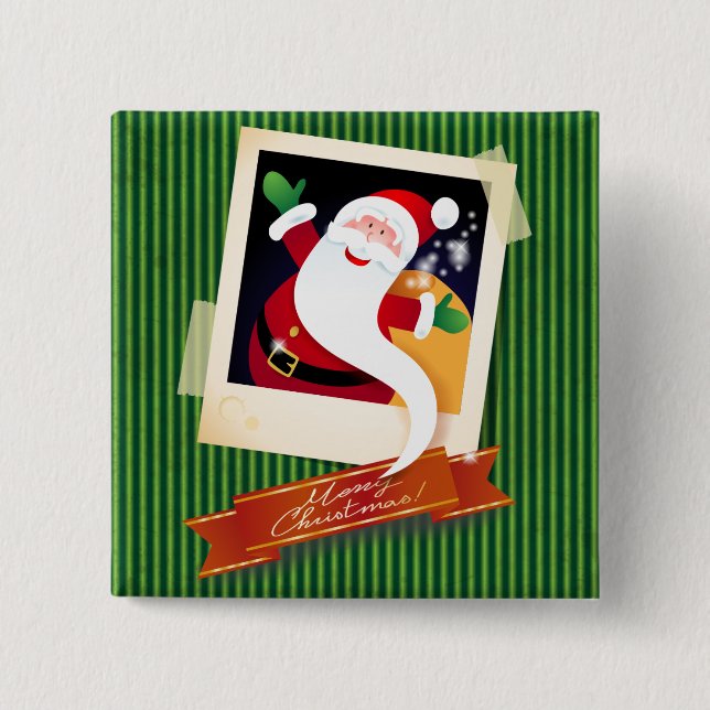 Merry Christmas with Santa! 2 Inch Square Button (Front)