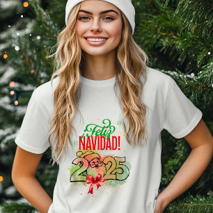 Merry Christmas with Santa Claus and Watercolor Ba T-Shirt