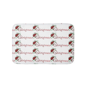 **MERRY CHRISTMAS** WITH SANTA HAT BATH MAT