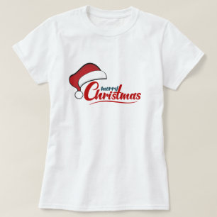 Merry Christmas with Santa Hat T-Shirt