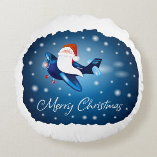 Merry Christmas with Santa Round Pillow