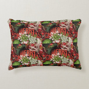 ***MERRY CHRISTMAS*** WITH SILVER BACK ACCENT PILLOW
