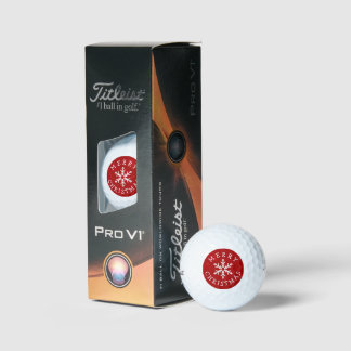 Merry Christmas with Snowflake on Bright Red Golf Balls