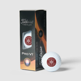 Merry Christmas with Snowflake on Deep Dark Red Golf Balls