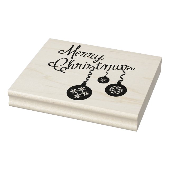 Merry Christmas with Snowflake Ornaments Art Stamp (Stamp)