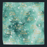 Merry Christmas With Snowflakes Bandana<br><div class="desc">Merry Christmas with snowflakes on green background. Atmospheric Christmas in watercolor style. Christmas gift for romantics.</div>