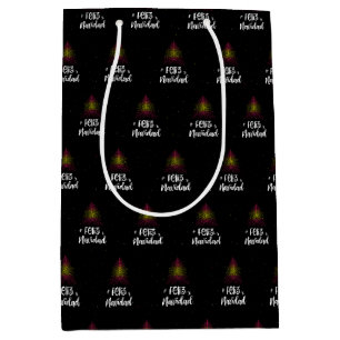 Merry Christmas with Spanish  flag Medium Gift Bag