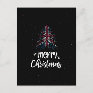 Merry Christmas with United Kingdom flag Holiday Postcard