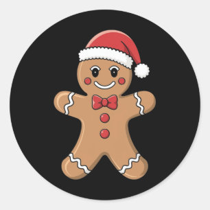 Merry Christmas Womens Gingerbread Santa Pyjamas G Classic Round Sticker