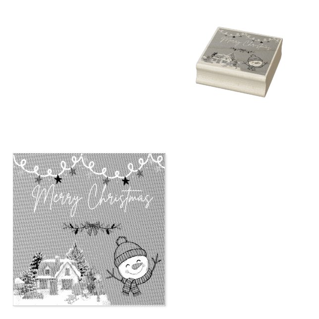 Merry Christmas Wood Art Stamp (Stamped)