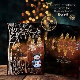 Merry Christmas Woodland Enchanted Forest Foil Holiday Card