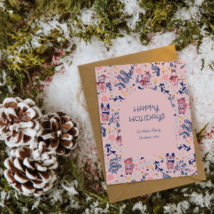 Merry Christmas Woodland Friends in Winter Forest  Holiday Card