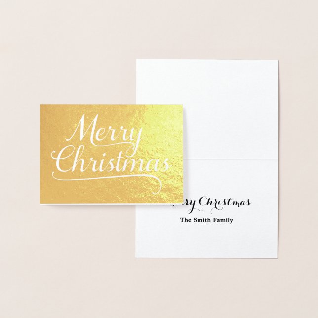 Merry Christmas Word Art Gold Foil Card (Display)