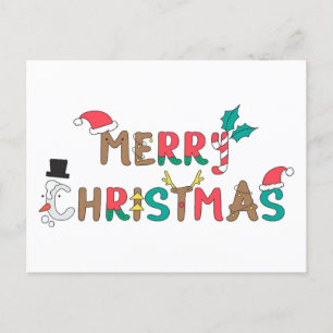 Merry Christmas word element Holiday Postcard