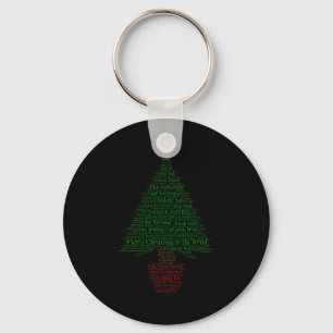 Merry Christmas World Languages Word Tree  Keychain