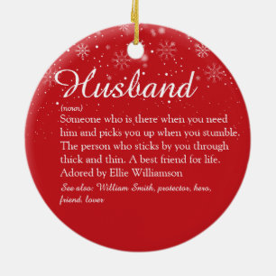 Merry Christmas World's Best Husband Definition Ceramic Ornament