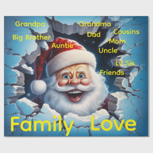 Merry Christmas Wrapping Family Love Friends Santa Wrapping Paper