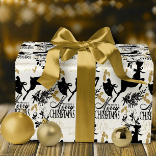 Merry Christmas Wrapping Paper Elegant Reindeer