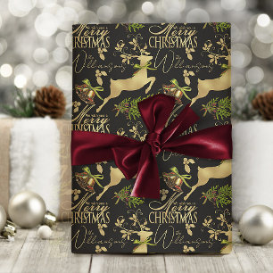 Merry Christmas Wrapping Paper Elegant Reindeer