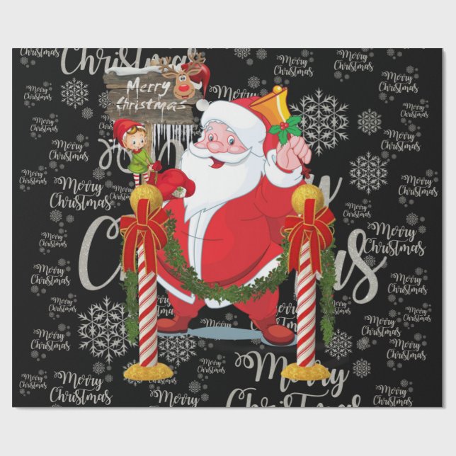 Merry Christmas Wrapping Paper Elf Santa (Flat)
