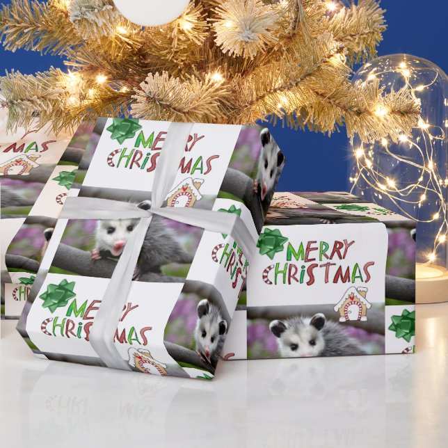 Merry Christmas Wrapping Paper Opossum  (Holidays)
