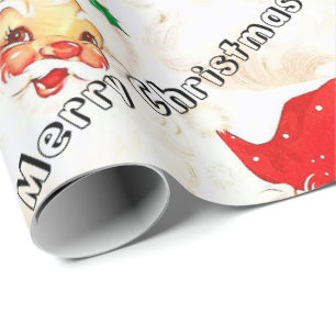 Merry Christmas Wrapping Paper Vintage Santa