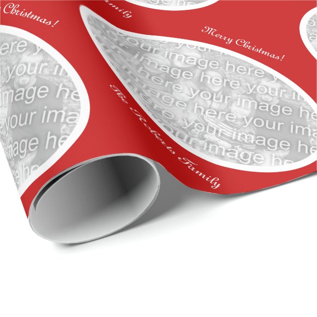 Merry Christmas wrapping paper with custom photo. (Roll Corner)