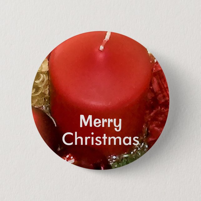 Merry Christmas Wreath 2 Inch Round Button (Front)