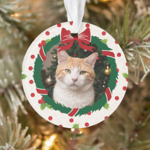 Merry Christmas Wreath and Holly Custom Pet Photo