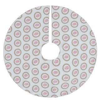 Merry Christmas Wreath Brushed Polyester Tree Skirt