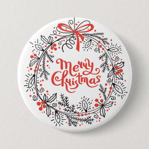 Merry Christmas Wreath Button