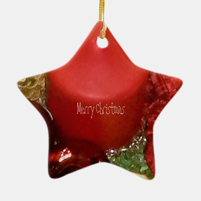 Merry Christmas Wreath Ceramic Ornament (Back)