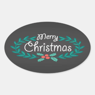 MERRY CHRISTMAS WREATH CHALKBOARD STICKERS