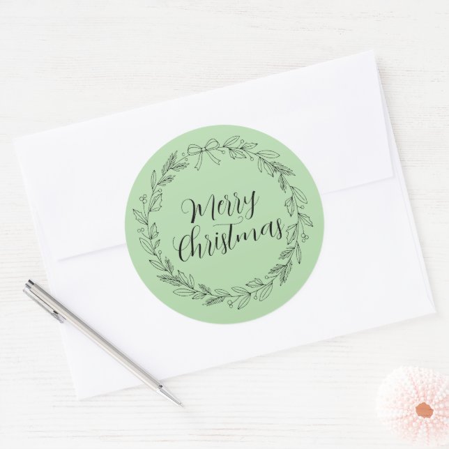 Merry Christmas wreath crest stickers and sealers (Envelope)