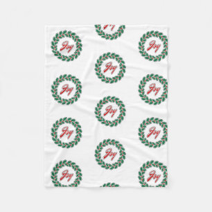 Merry Christmas Wreath Design: Joy Fleece Blanket