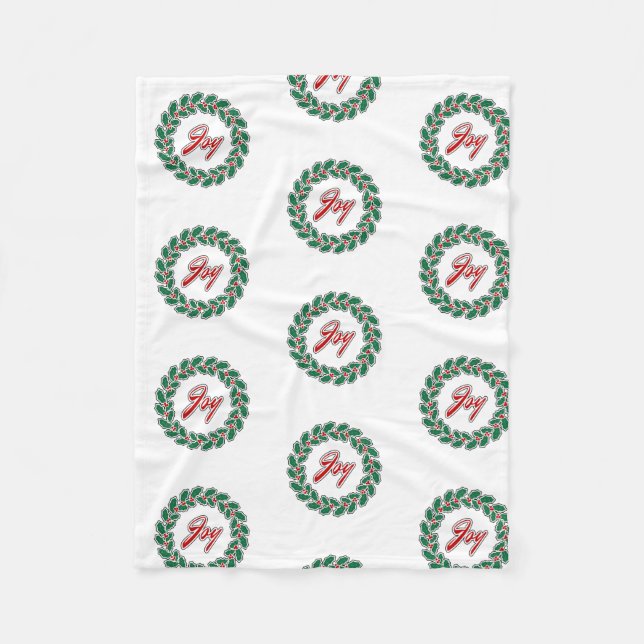 Merry Christmas Wreath Design: Joy  Fleece Blanket (Front)