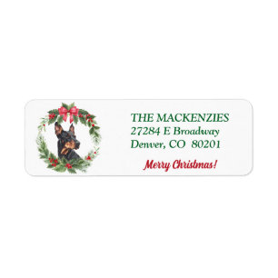 Merry Christmas Wreath Doberman Return Address