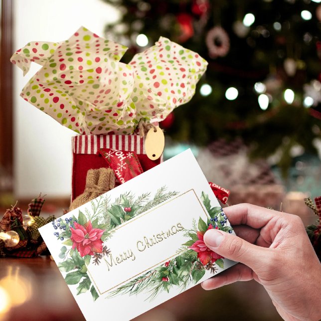 Merry Christmas Wreath Framed Winter Red Greeting Holiday Postcard (Creator Uploaded)