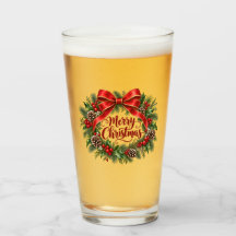 Merry Christmas Wreath Glass Tumbler