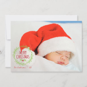 Merry Christmas Wreath Holiday Photo Card