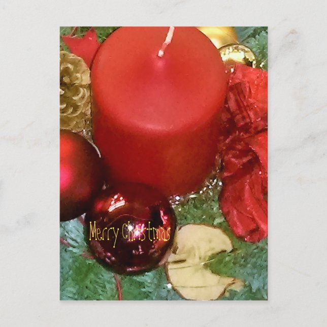 Merry Christmas Wreath Holiday Postcard (Front)