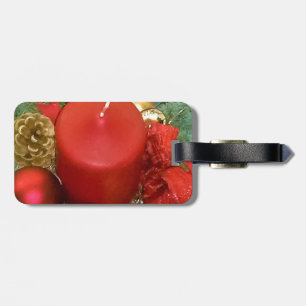 Merry Christmas Wreath Luggage Tag