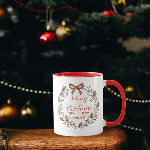 "Merry Christmas" Wreath Mug