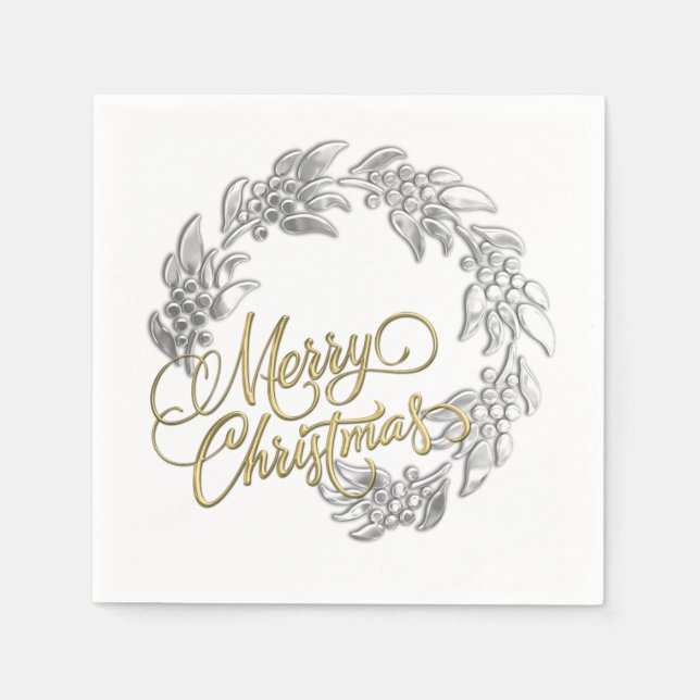 Merry Christmas Wreath Napkin (Front)
